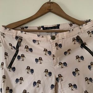 ZARA Trafaluc Blush Pink Owl Pants Size 10 Cotton Blend